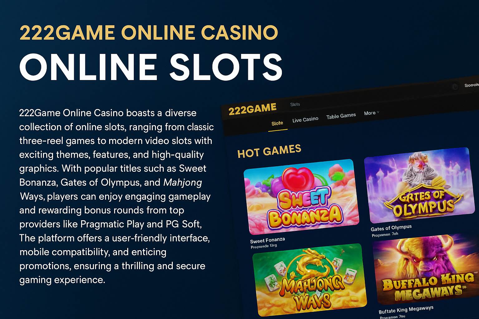 Explore o mundo das slot machines no 222Game Casino